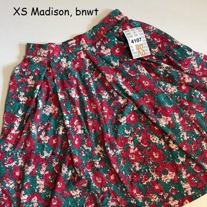 XS Lularoe Madison Skirt, pink and green flowers